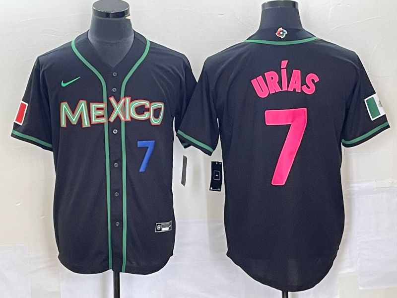 Men 2023 World Cub Mexico 7 Urias Black pink Nike MLB Jersey40